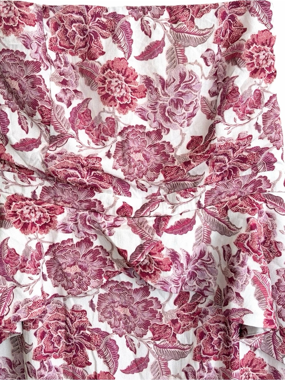 Hyacinth House Red White Floral Roxanne Midi Peplum Strapless Dress Large - Picture 2 of 5